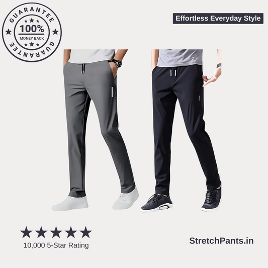 Combo of 2 Men's Sports Regular Fit Lycra Track Pant with Two Side Pockets ( Black + Grey )