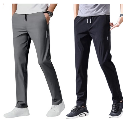 Combo of 2 Men's Sports Regular Fit Lycra Track Pant with Two Side Pockets ( Black + Grey )